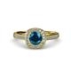 4 - Hain Blue and White Diamond Halo Engagement Ring 
