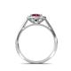 6 - Hain Rhodolite Garnet and Diamond Halo Engagement Ring 