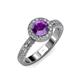 3 - Nora Amethyst and Diamond Halo Engagement Ring 