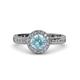 4 - Nora Aquamarine and Diamond Halo Engagement Ring 