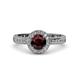 4 - Nora Red Garnet and Diamond Halo Engagement Ring 