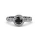 4 - Nora Black and White Diamond Halo Engagement Ring 