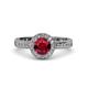4 - Nora Ruby and Diamond Halo Engagement Ring 