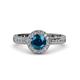 4 - Nora Blue and White Diamond Halo Engagement Ring 