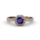 4 - Florus Blue Sapphire and Diamond Halo Engagement Ring 