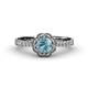4 - Florus Aquamarine and Diamond Halo Engagement Ring 
