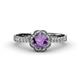 4 - Florus Amethyst and Diamond Halo Engagement Ring 