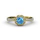 4 - Florus Blue Topaz and Diamond Halo Engagement Ring 