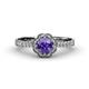 4 - Florus Iolite and Diamond Halo Engagement Ring 