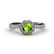 4 - Florus Peridot and Diamond Halo Engagement Ring 