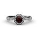 4 - Florus Red Garnet and Diamond Halo Engagement Ring 
