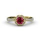 4 - Florus Rhodolite Garnet and Diamond Halo Engagement Ring 