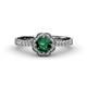 4 - Florus Emerald and Diamond Halo Engagement Ring 