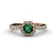 4 - Florus Emerald and Diamond Halo Engagement Ring 
