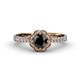 4 - Florus Black and White Diamond Halo Engagement Ring 