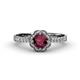 4 - Florus Ruby and Diamond Halo Engagement Ring 
