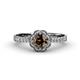 4 - Florus Smoky Quartz and Diamond Halo Engagement Ring 