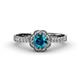 4 - Florus London Blue Topaz and Diamond Halo Engagement Ring 
