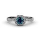 4 - Florus Blue and White Diamond Halo Engagement Ring 
