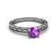 4 - Rachel Classic 6.50 mm Round Amethyst Solitaire Engagement Ring 