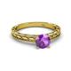 4 - Rachel Classic 6.50 mm Round Amethyst Solitaire Engagement Ring 