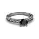 4 - Rachel Classic 6.00 mm Round Black Diamond Solitaire Engagement Ring 