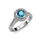 3 - Ara London Blue Topaz and Diamond Halo Engagement Ring 