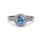 4 - Ara Blue Topaz and Diamond Halo Engagement Ring 