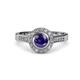 4 - Ara Iolite and Diamond Halo Engagement Ring 