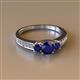 2 - Dzeni Blue Sapphire Three Stone with Side Diamond Ring 