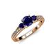 2 - Dzeni Blue Sapphire Three Stone with Side Diamond Ring 
