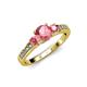 2 - Dzeni Pink Tourmaline Three Stone with Side Diamond Ring 