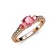 2 - Dzeni Pink Tourmaline Three Stone with Side Diamond Ring 
