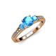 2 - Dzeni Blue Topaz Three Stone with Side Diamond Ring 
