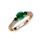 2 - Dzeni Emerald Three Stone with Side Diamond Ring 