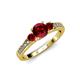 2 - Dzeni Ruby Three Stone with Side Diamond Ring 