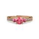 3 - Dzeni Pink Tourmaline Three Stone with Side Diamond Ring 