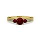 3 - Dzeni Red Garnet Three Stone with Side Diamond Ring 