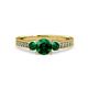3 - Dzeni Emerald Three Stone with Side Diamond Ring 