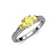 3 - Dzeni Yellow Sapphire Three Stone with Side Diamond Ring 