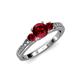 3 - Dzeni Ruby Three Stone with Side Diamond Ring 