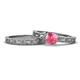 1 - Florie Classic Pink Tourmaline Solitaire Bridal Set Ring 