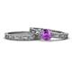 1 - Florie Classic Amethyst Solitaire Bridal Set Ring 