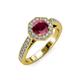 3 - Aura Rhodolite Garnet and Diamond Halo Engagement Ring 