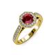 3 - Aura Ruby and Diamond Halo Engagement Ring 