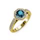 3 - Aura Blue and White Diamond Halo Engagement Ring 