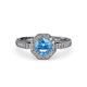 4 - Aura Blue Topaz and Diamond Halo Engagement Ring 