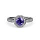 4 - Aura Iolite and Diamond Halo Engagement Ring 