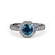 4 - Aura Blue and White Diamond Halo Engagement Ring 