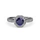 4 - Aura Blue Sapphire and Diamond Halo Engagement Ring 